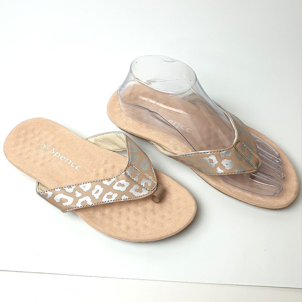 Spencc animal print flip-flop sandals size 40